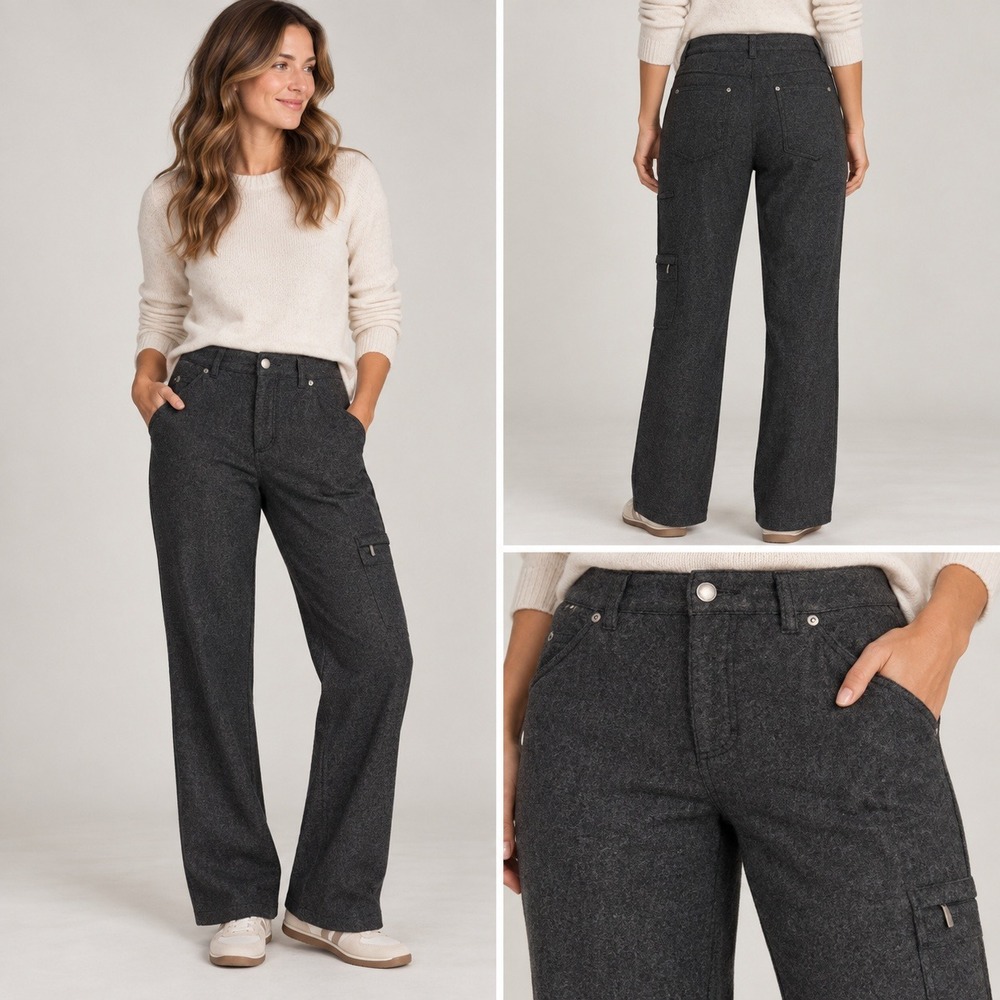 Woolrich Straight Leg Pants Womens 6 Gray Wool Blend Lined Cabin Outdoorsy NWT